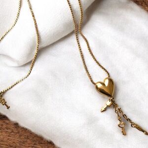 Crown Trifari Heart  Dangling Key Necklace